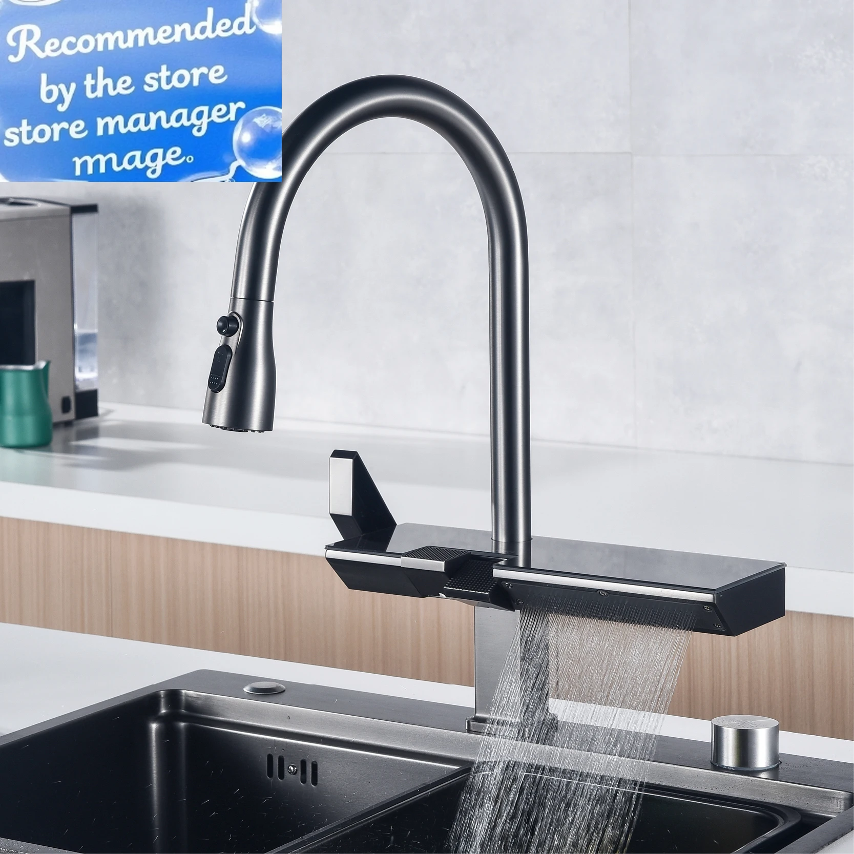 AITANA Luxury Chrome Brass Kitchen Faucet with Digital Display Design, Hot and Cold Water Pull out 3-Function Sink Mixer
AITANA Luxury Chrome Brass Kitchen Faucet with Digital Display Design, Hot and Cold Water Pull out 3-Function Sink Mixer