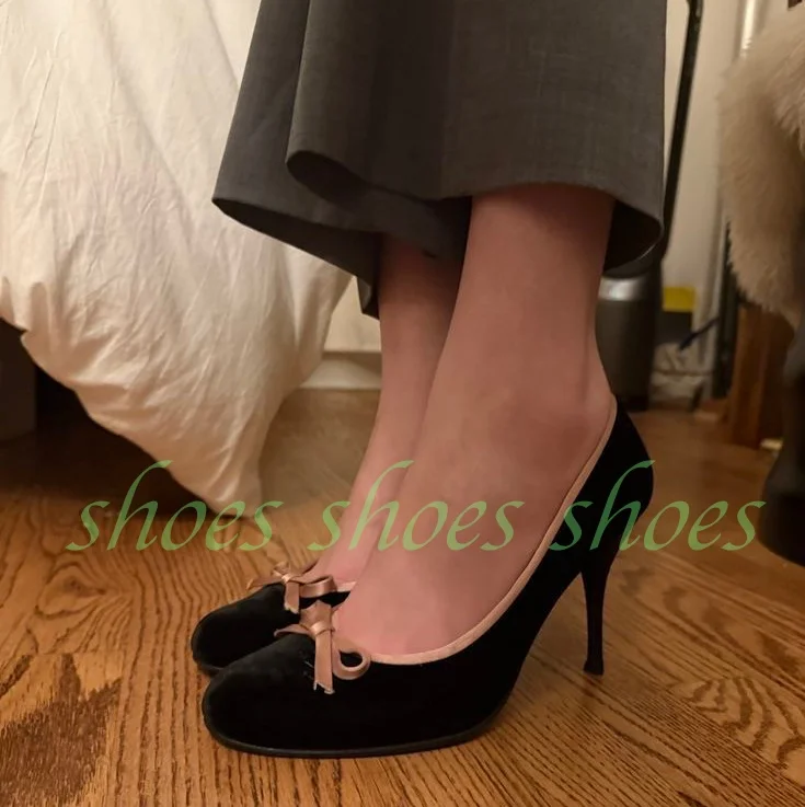 Women Black Velvet Round Toe Stiletto High Heel Pumps Pink Satin Bow Trim Elegant Office Evening Party Dress Formal Heeled Shoes
Women Black Velvet Round Toe Stiletto High Heel Pumps Pink Satin Bow Trim Elegant Office Evening Party Dress Formal Heeled Shoes