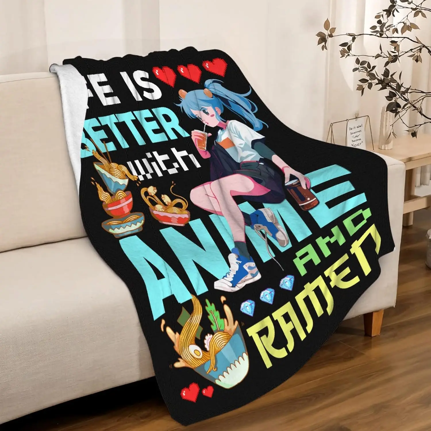 Anime Blanket Gift, Life Better Anime and Ramen Printing, Soft and Light Plush Blanket for Bed Sofa Room Decoration
Anime Blanket Gift, Life Better Anime and Ramen Printing, Soft and Light Plush Blanket for Bed Sofa Room Decoration