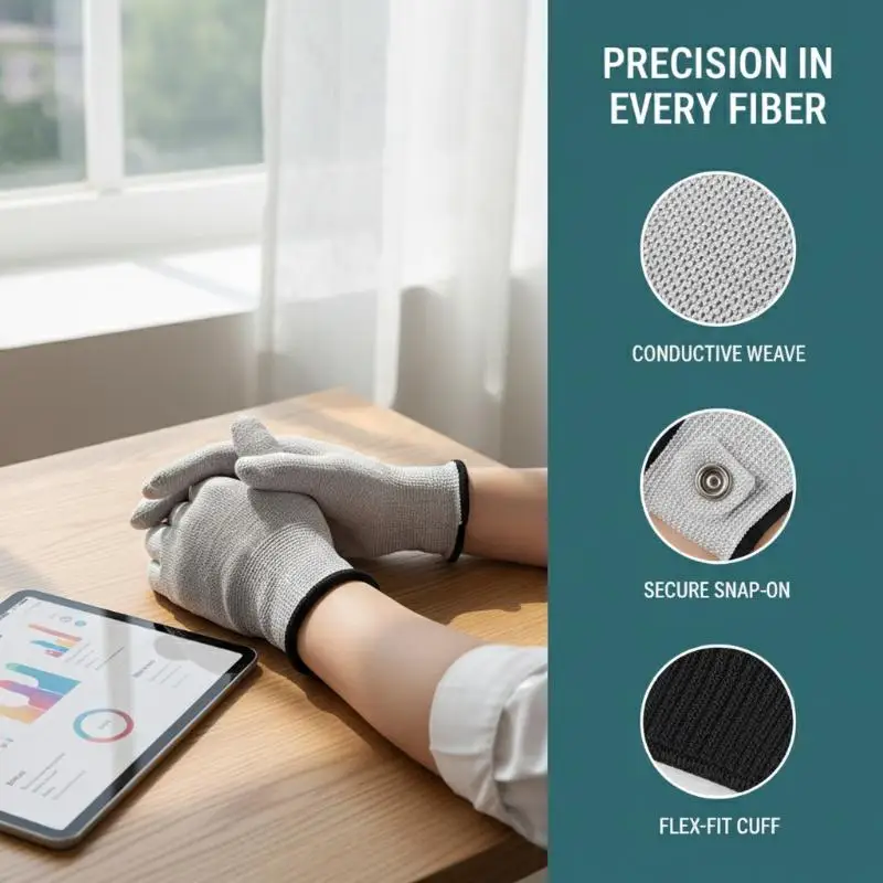 Пара перчаток с проводящими накладками из серебряного волокна для электротерапии и массажа
Пара перчаток с проводящими накладками из серебряного волокна для электротерапии и массажа