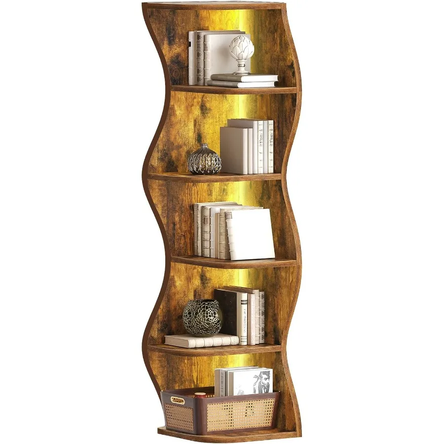 Small Corner Shelf 6Tier Corner Bookshelf with LED Light 59.3 Tall Standing Shelf Organizer Wooden Stylish Bookcase Storage Rac
Small Corner Shelf 6Tier Corner Bookshelf with LED Light 59.3 Tall Standing Shelf Organizer Wooden Stylish Bookcase Storage Rac