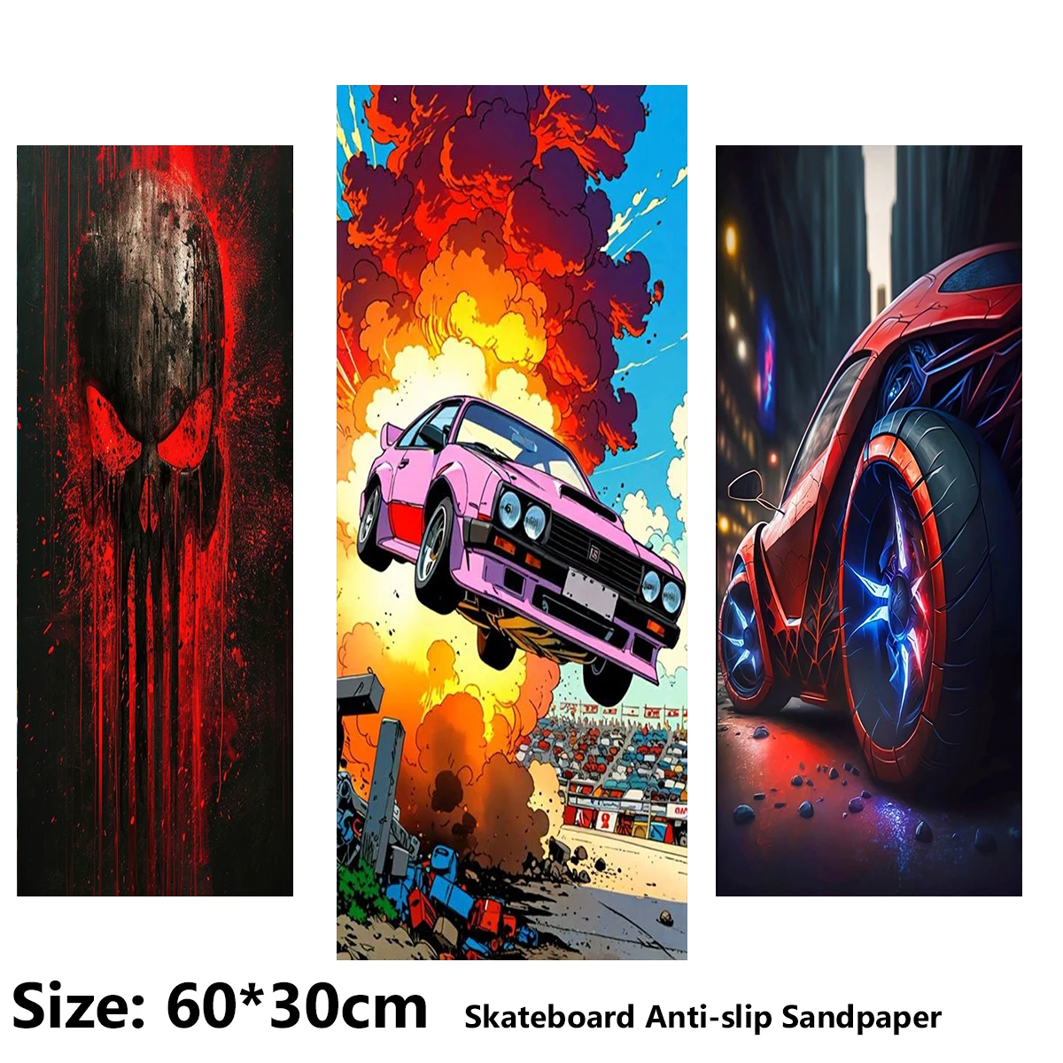 Red Skull Boom Cool Car Pattern Electric Scooter Anti-slip Sticker Sandpaper Skateboard Grip Tape Sheet 60*30cm
Red Skull Boom Cool Car Pattern Electric Scooter Anti-slip Sticker Sandpaper Skateboard Grip Tape Sheet 60*30cm