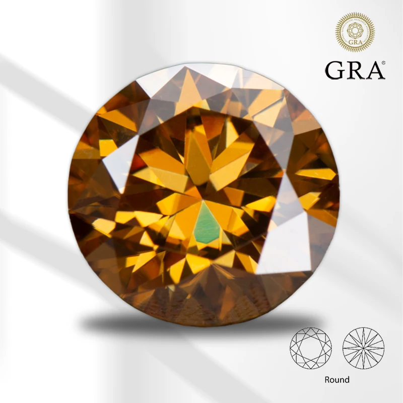 Moissanite Stone Round Cut Champagne Color VVS1 with GRA Certificate Pass Diamond Tester Top Charms Jewelry Making Materials
Moissanite Stone Round Cut Champagne Color VVS1 with GRA Certificate Pass Diamond Tester Top Charms Jewelry Making Materials