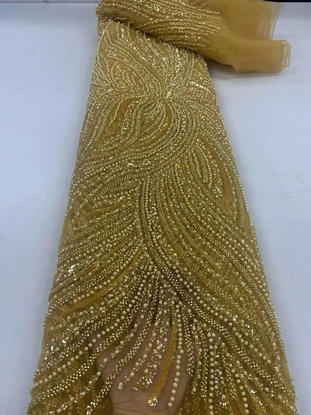 Luxurious African Groom Lace Fabric 2024 High Quality Beaded Material Nigerian French Sequins Lace Fabric For Wedding
Luxurious African Groom Lace Fabric 2024 High Quality Beaded Material Nigerian French Sequins Lace Fabric For Wedding
