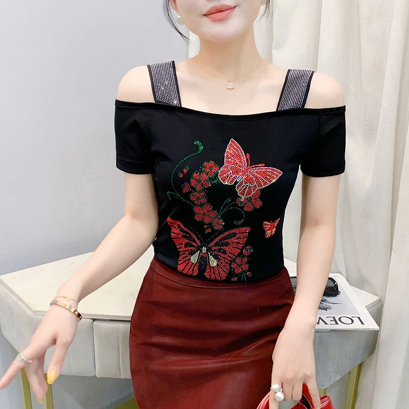 Black,Summer,Korean,Style,T-Shirt,Fashion,Sexy,Off Collar,Shiny,Diamond,Butterfly,Women,Tops,Short Sleeve,3D,Tees,New,542408
Black,Summer,Korean,Style,T-Shirt,Fashion,Sexy,Off Collar,Shiny,Diamond,Butterfly,Women,Tops,Short Sleeve,3D,Tees,New,542408
