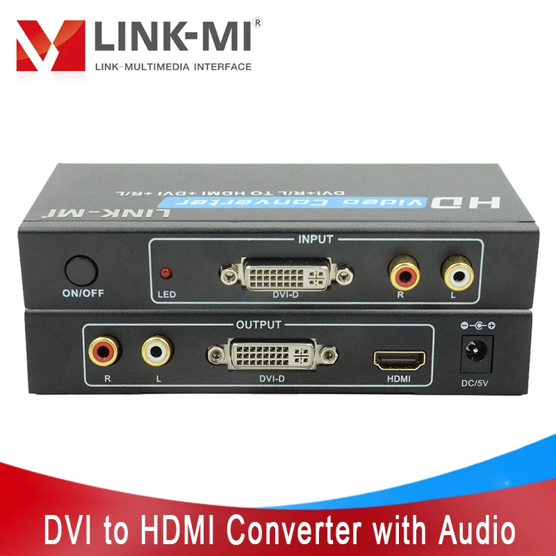 LINK-MI DVI to HDMI/DVI Converter Supports VGA HD Video 1080p With RCA Audio DVI-D to HDMI Converter
LINK-MI DVI to HDMI/DVI Converter Supports VGA HD Video 1080p With RCA Audio DVI-D to HDMI Converter