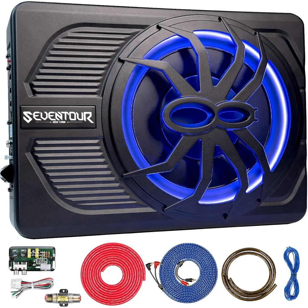 10" Upgrade 800W Slim Under Seat Powered Car Subwoofer, Car/Truck Audio Sub Built in Combo Package, with Blue LED Light
10" Upgrade 800W Slim Under Seat Powered Car Subwoofer, Car/Truck Audio Sub Built in Combo Package, with Blue LED Light