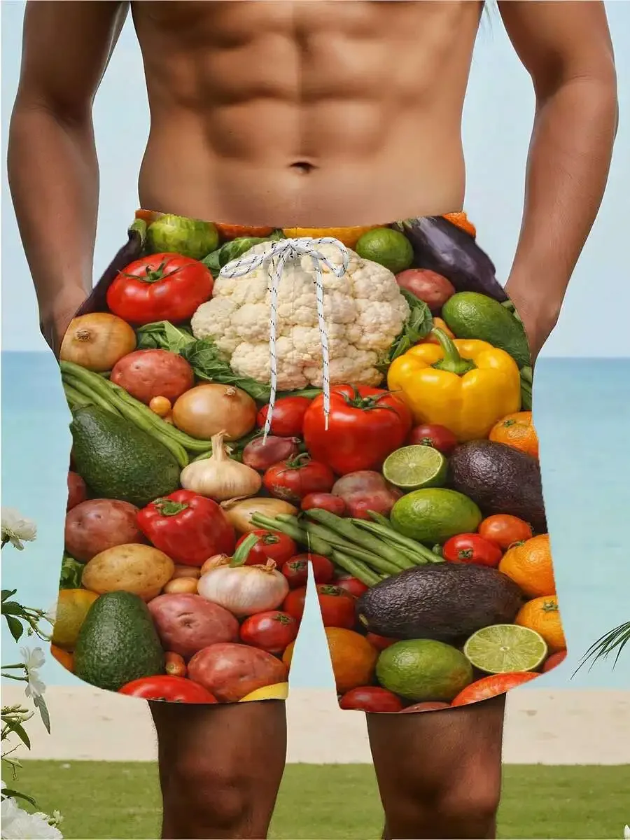 Mens Fresh Vegetable And Fruit Print Beach Shorts
Mens Fresh Vegetable And Fruit Print Beach Shorts