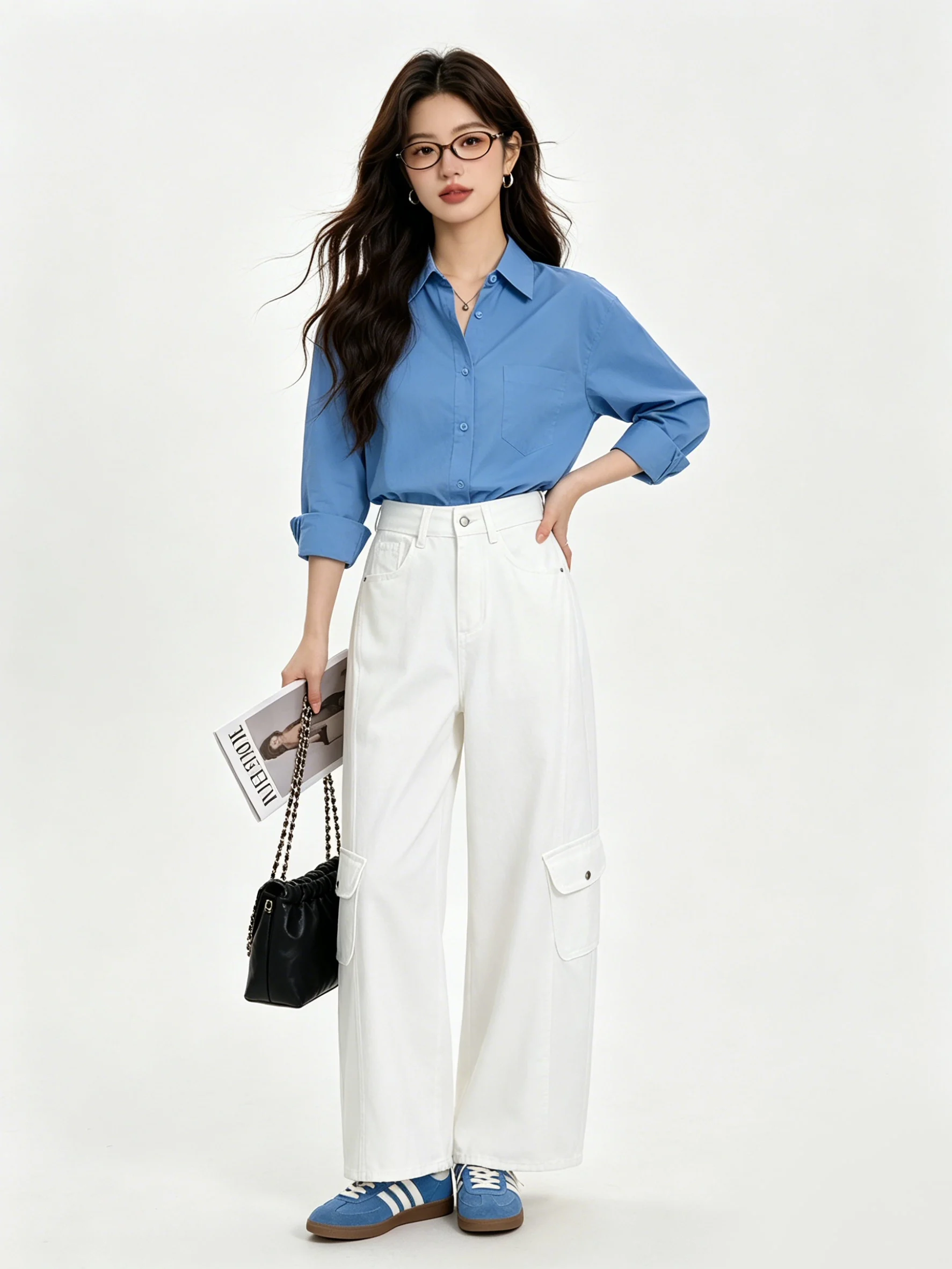 High Waist Wide Leg Pants Korean Style Streetwear Straight Cut Long Trousers Workwear White Color Slimming Design Summer
High Waist Wide Leg Pants Korean Style Streetwear Straight Cut Long Trousers Workwear White Color Slimming Design Summer