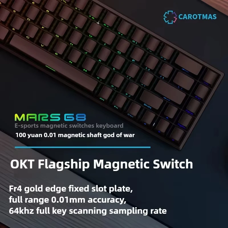 ROK Mars68 PRO Игровая клавиатура с магнитным переключателем 0,01 мм Механическая клавиатура с быстрым триггером 8K с возможностью горячей замены SOCD Wried/Wireless/Bt
ROK Mars68 PRO Игровая клавиатура с магнитным переключателем 0,01 мм Механическая клавиатура с быстрым триггером 8K с возможностью горячей замены SOCD Wried/Wireless/Bt