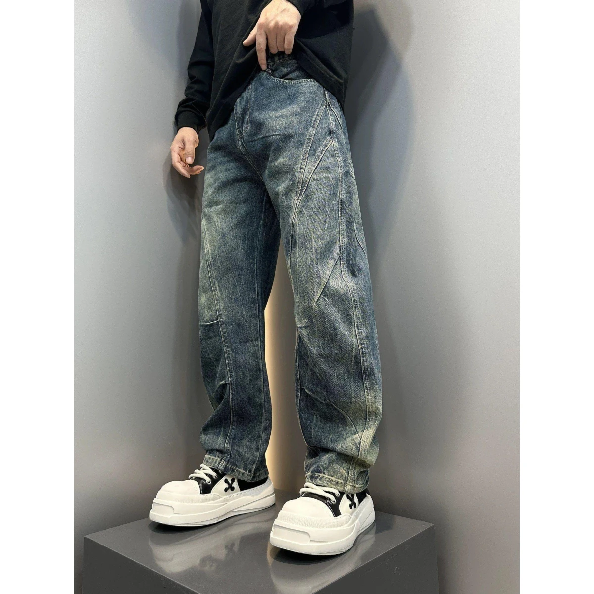 Faionable мужские прямые джинсы adient Color Splicing, широкий нож, осень-зима, новинка Sle, американский High Street
Faionable мужские прямые джинсы adient Color Splicing, широкий нож, осень-зима, новинка Sle, американский High Street