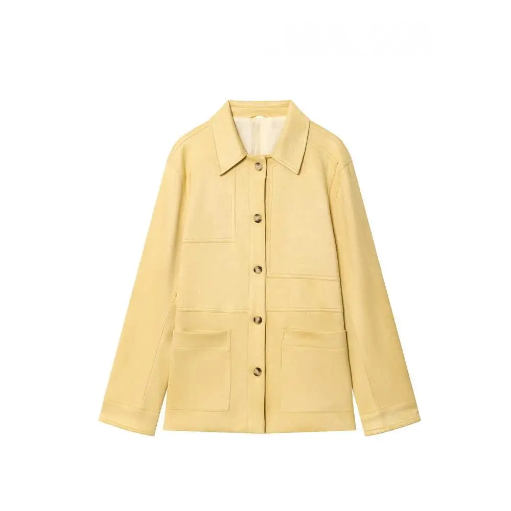 Women's Fashion Coats Yellow Turn-Down Collar Long Sleeve Pockets Single-Breasted Female Summer Casual Loose Jackets
Women's Fashion Coats Yellow Turn-Down Collar Long Sleeve Pockets Single-Breasted Female Summer Casual Loose Jackets
