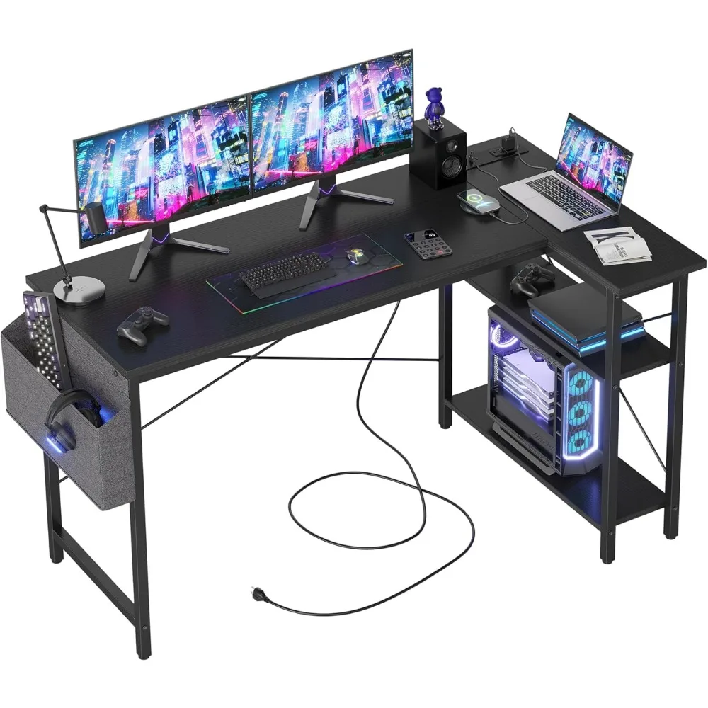 L Shaped Computer Desk with Power Outlets, 55 Inch Small Corner Desk with Reversible Shelves, Gaming Desk Computer Table Study
L Shaped Computer Desk with Power Outlets, 55 Inch Small Corner Desk with Reversible Shelves, Gaming Desk Computer Table Study