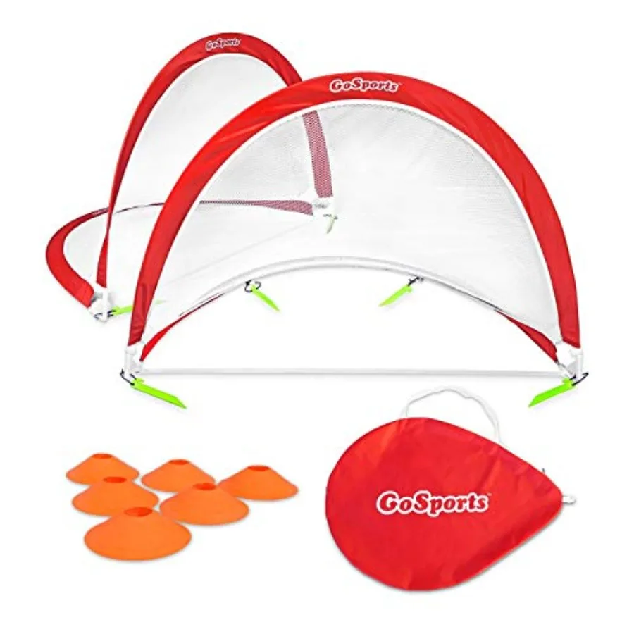 Backyard portable pop-up soccer goals set: HDPE nets, black, includes 2 nets + 6 agility cones + carry case for kids and adults
Backyard portable pop-up soccer goals set: HDPE nets, black, includes 2 nets + 6 agility cones + carry case for kids and adults