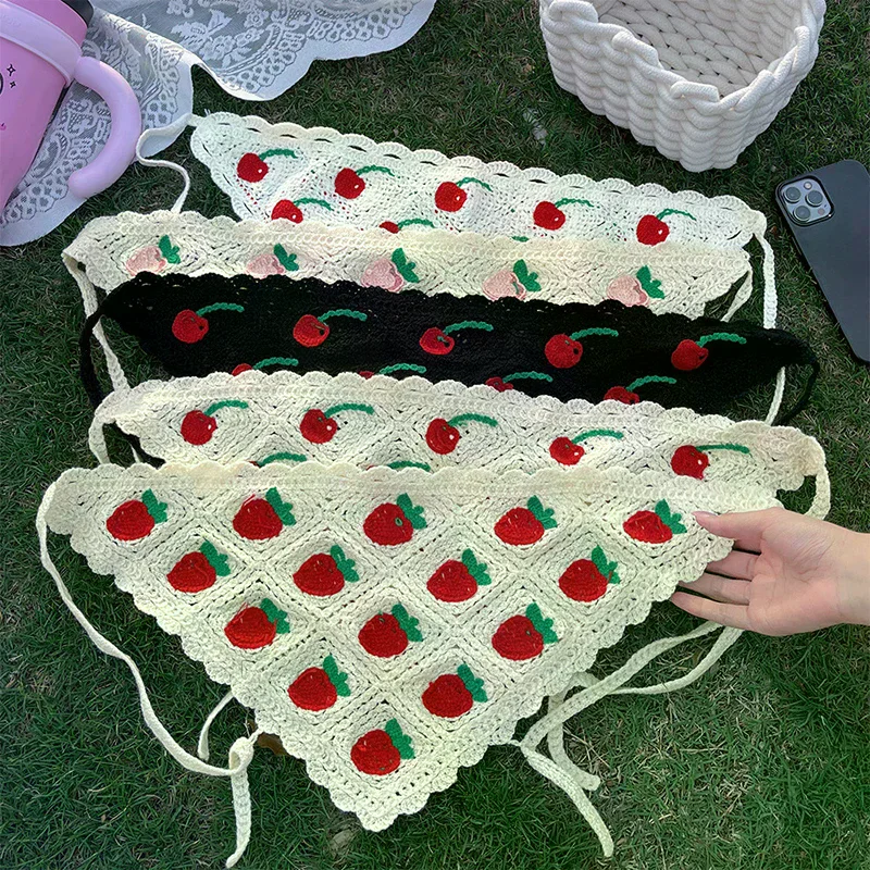 Sweet Cute Strawberry Cherry Handmade Crochet Hollow Triangle Headband Towel Women Spring Summer Travel Photo Hair Scarf
Sweet Cute Strawberry Cherry Handmade Crochet Hollow Triangle Headband Towel Women Spring Summer Travel Photo Hair Scarf