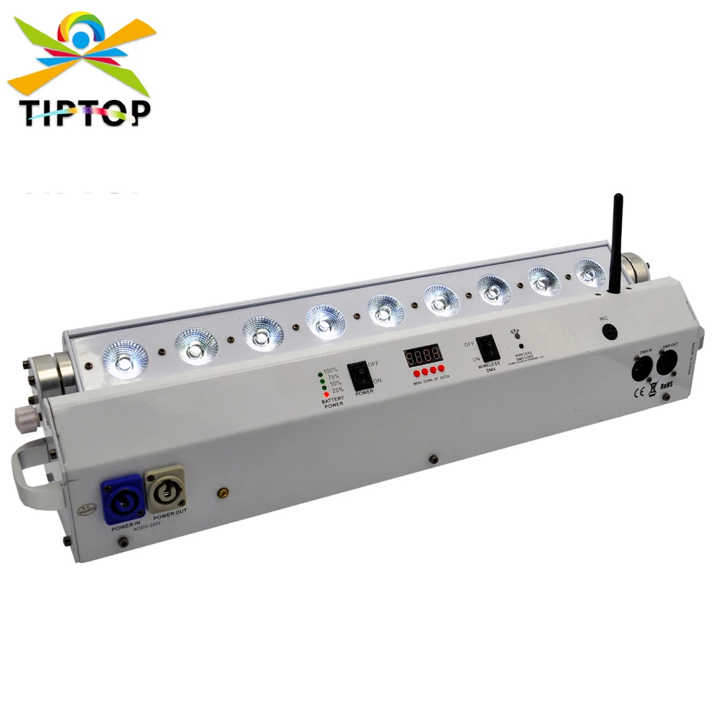 TIPTOP Smart Disco Black Uplights 9x18W RGBAW UV 6in1 Battery Power Wireless DMX Led Bar Wall Washer Light DMX 6/10 CH
TIPTOP Smart Disco Black Uplights 9x18W RGBAW UV 6in1 Battery Power Wireless DMX Led Bar Wall Washer Light DMX 6/10 CH