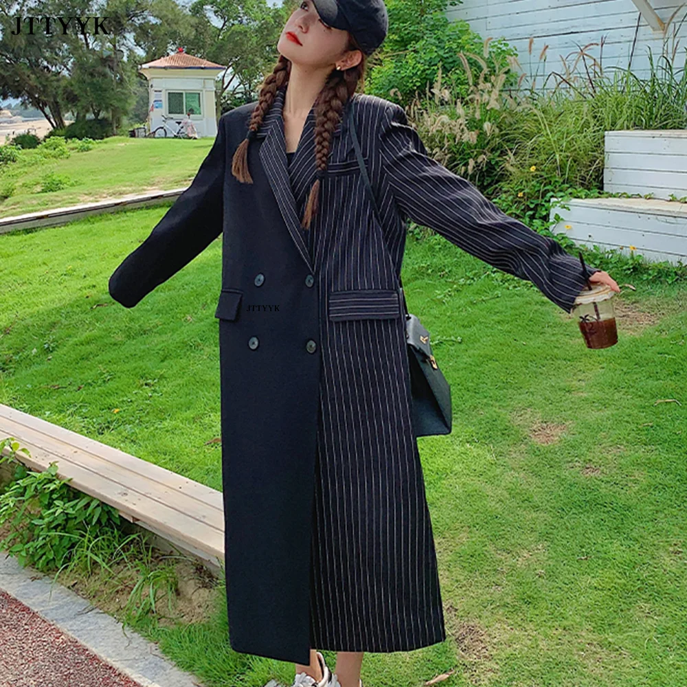 Elegant Double-Breasted Striped Trench Coat Women Spring Fall New Fashion Long Blazer Jackets Female Windbreaker Overcoat Korean
Elegant Double-Breasted Striped Trench Coat Women Spring Fall New Fashion Long Blazer Jackets Female Windbreaker Overcoat Korean