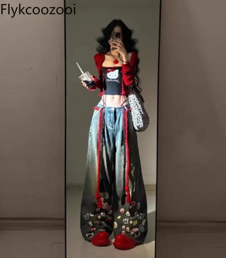 American Retro Cartoon Graffiti Jeans Women's 2024 Winter New High Waist Drape Loose Wide Leg Floor-Mopping Pants
American Retro Cartoon Graffiti Jeans Women's 2024 Winter New High Waist Drape Loose Wide Leg Floor-Mopping Pants