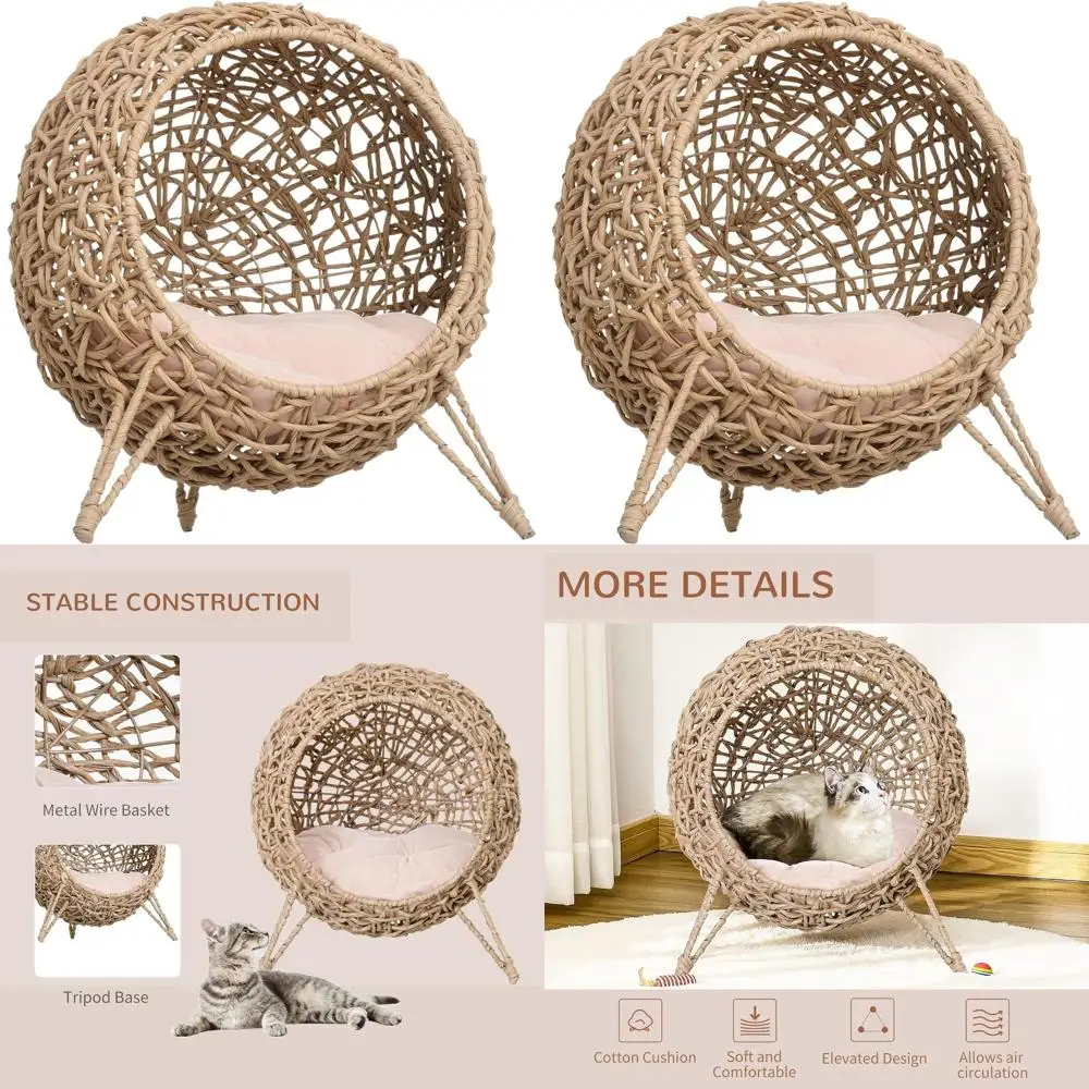 Подиум-лежанка для кошек из плетеного листьев банана с подушкой, бежевая
Подиум-лежанка для кошек из плетеного листьев банана с подушкой, бежевая