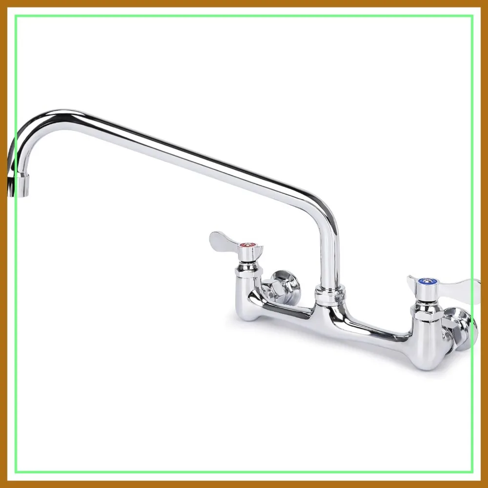 Wall Mount Kitchen Faucet 8" Center Commercial Sink Faucet with 12" Swivel Spout Dual Handles Brass Utility Sink Faucet for Laundry Room Restaurant
Wall Mount Kitchen Faucet 8" Center Commercial Sink Faucet with 12" Swivel Spout Dual Handles Brass Utility Sink Faucet for Laundry Room Restaurant