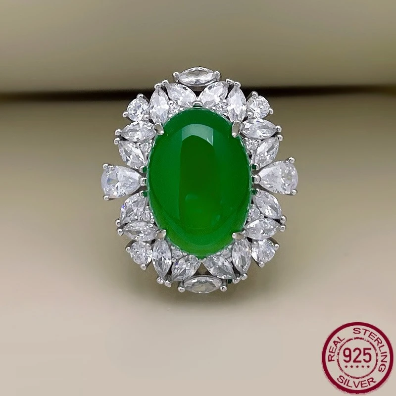 New Ice Brazilian Pigeon Egg Green Jadeite Luxury Ring Comparable to Jade 925 Pure Silver High Fluorescence Wedding Jewelry
New Ice Brazilian Pigeon Egg Green Jadeite Luxury Ring Comparable to Jade 925 Pure Silver High Fluorescence Wedding Jewelry