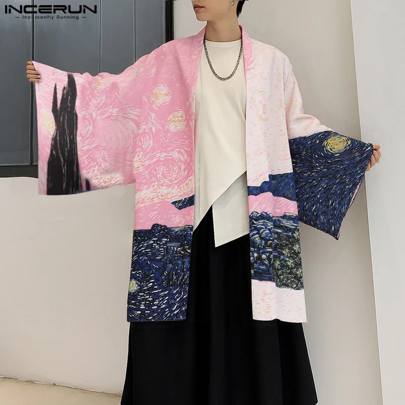 INCERUN Мужская рубашка с принтом и открытой строчкой, с длинным рукавом, свободный повседневный мужской кардиган, уличная одежда в корейском стиле, модная мужская одежда, S-5XL
INCERUN Мужская рубашка с принтом и открытой строчкой, с длинным рукавом, свободный повседневный мужской кардиган, уличная одежда в корейском стиле, модная мужская одежда, S-5XL