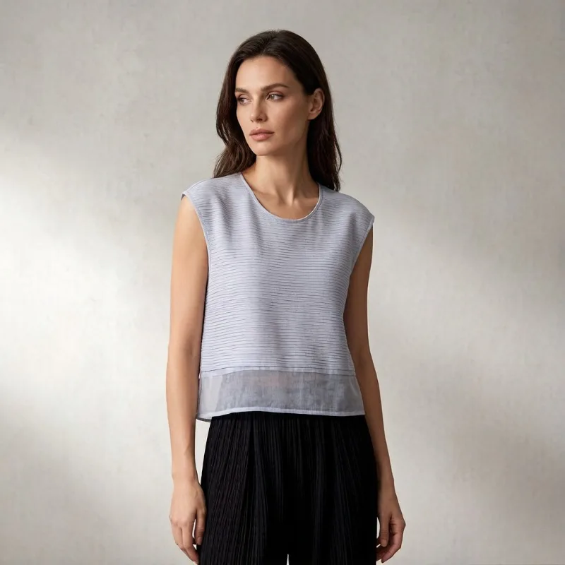 Плиссированная футболка Miyake: дышащая, свободная, однотонная, женская, универсальная, приталенная, с плиссировкой, новинка лета 2026
Плиссированная футболка Miyake: дышащая, свободная, однотонная, женская, универсальная, приталенная, с плиссировкой, новинка лета 2026