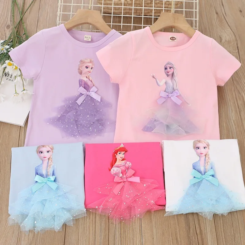 Ariel Girls Tee Cotton Summer Kids T-shirt Short sleeves Frozen Elsa For Children Disney Princess Girls Clothes Costumes 2-8Y
Ariel Girls Tee Cotton Summer Kids T-shirt Short sleeves Frozen Elsa For Children Disney Princess Girls Clothes Costumes 2-8Y