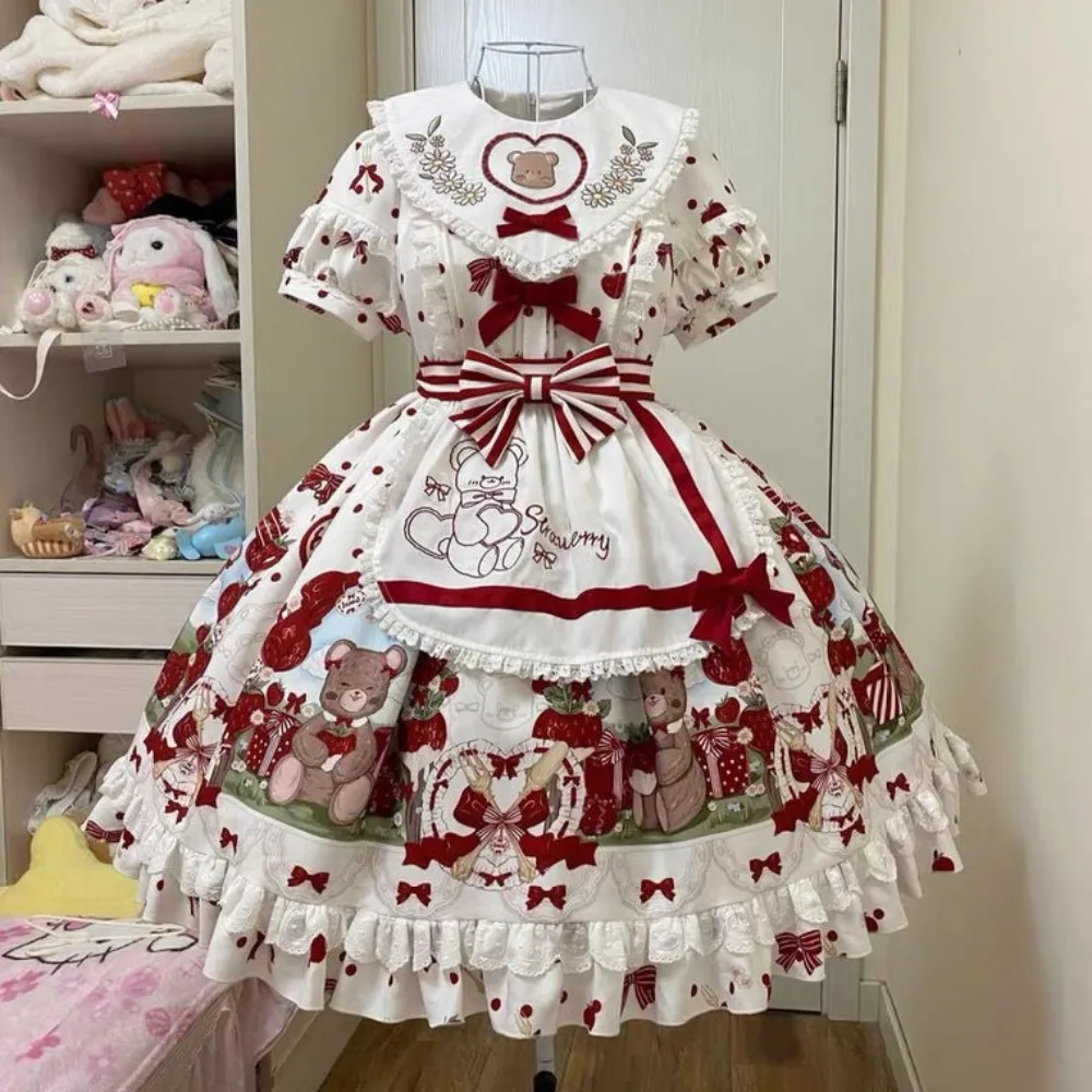 NONSAR Japanese Sweet Girl Lolita Dress Embroidered Bow Round Neck Puff Sleeve High Waist A-line Cute Bear Print Party Dresses
NONSAR Japanese Sweet Girl Lolita Dress Embroidered Bow Round Neck Puff Sleeve High Waist A-line Cute Bear Print Party Dresses