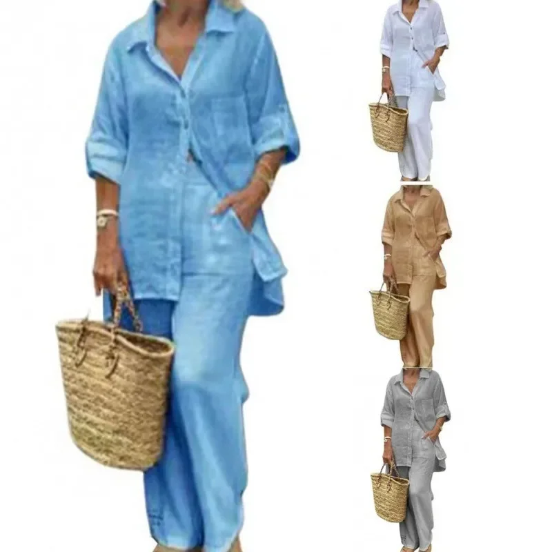 Elegant Solid Lapel With Pocket Long Sleeves Shirt Suits Women Casual Loose Wide Leg Pant 2 Piece Sets 2024 Lady High Streetwear
Elegant Solid Lapel With Pocket Long Sleeves Shirt Suits Women Casual Loose Wide Leg Pant 2 Piece Sets 2024 Lady High Streetwear