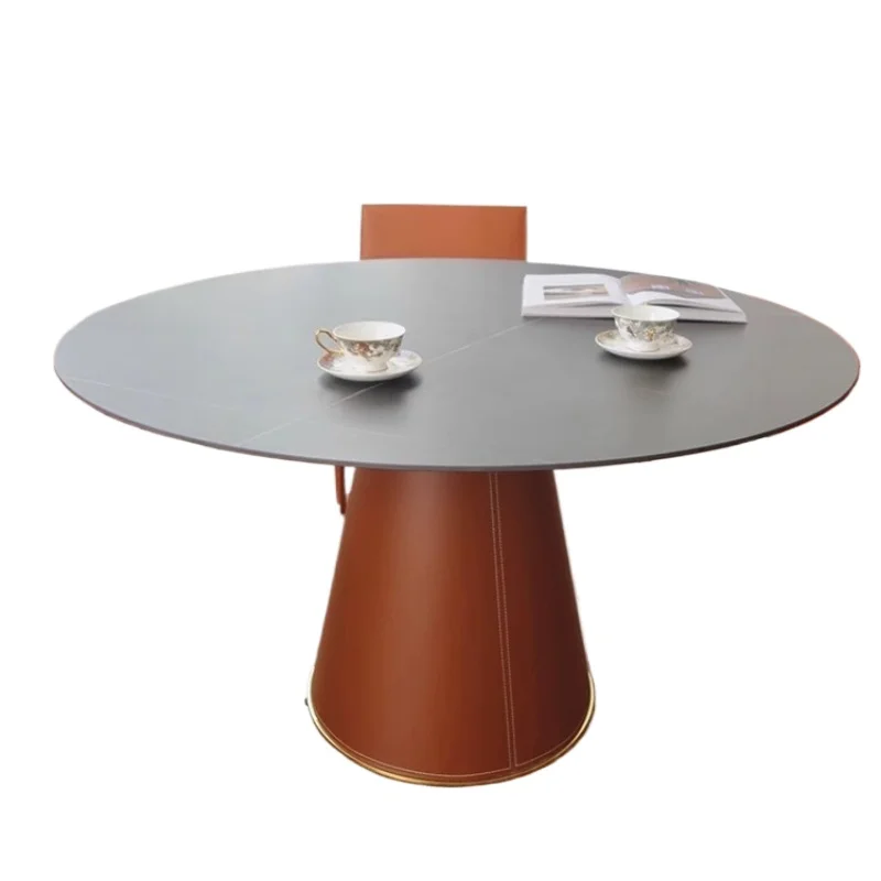 European-style imported handmade leather fa mily multi-purpose round di ning tab le mes h rock slab dini ng
European-style imported handmade leather fa mily multi-purpose round di ning tab le mes h rock slab dini ng