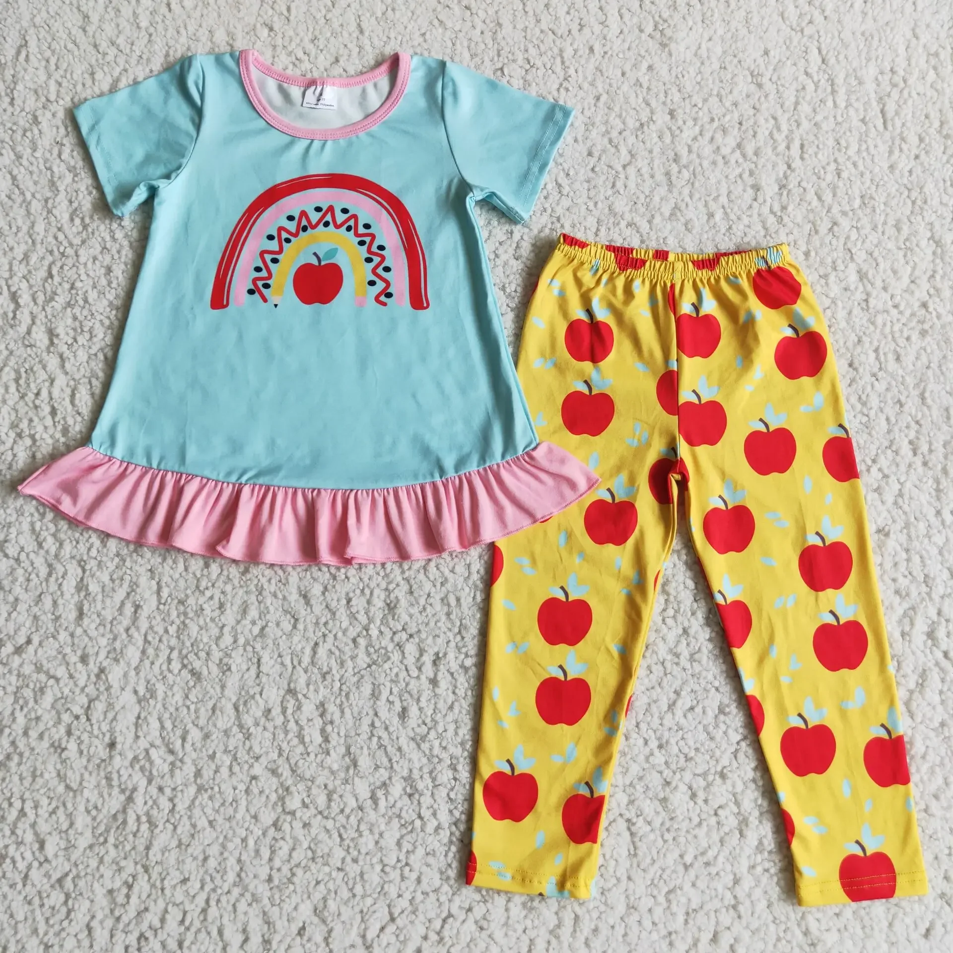 2022 Toddlers Baby Girl Clothing Red Apple Blue And Pink Short Sleeve Shirt Legging Pants Outfit Kid Clothing Boutique Wholesale
2022 Toddlers Baby Girl Clothing Red Apple Blue And Pink Short Sleeve Shirt Legging Pants Outfit Kid Clothing Boutique Wholesale