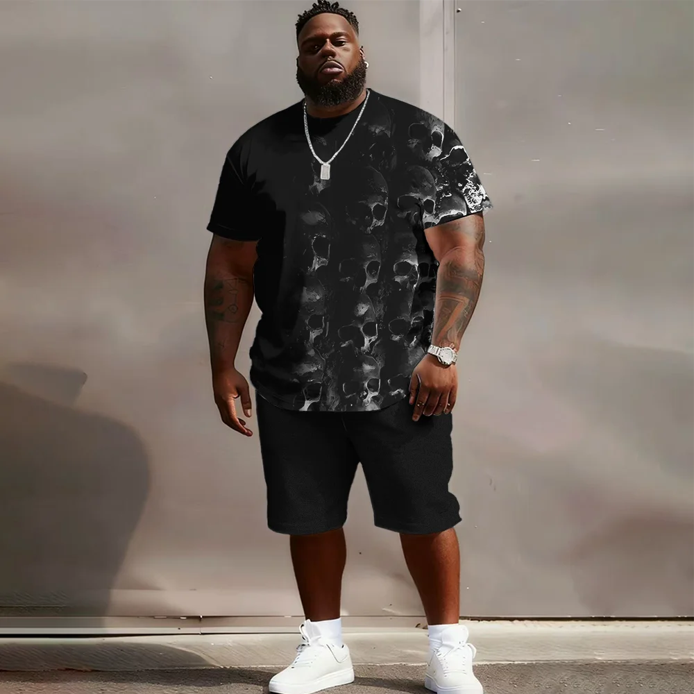 Мужской комплект с короткими рукавами больших размеров S-9xl: Vibe с краями черепа — большой и высокий крой из двух предметов, мягкая ткань, гладкие рваные черепа
Мужской комплект с короткими рукавами больших размеров S-9xl: Vibe с краями черепа — большой и высокий крой из двух предметов, мягкая ткань, гладкие рваные черепа