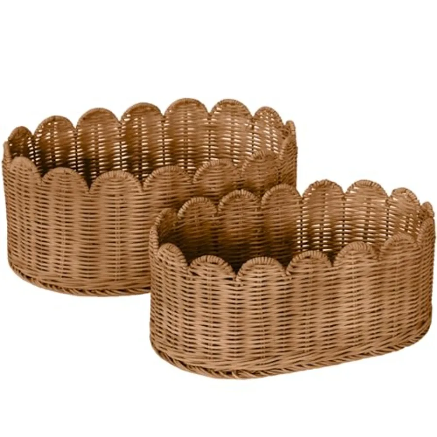 Premium Scalloped Basket Set Of 2 - Scallop Basket - 16 x 10 x 7 Inch - Hand-Woven Elegant Wicker With Scalloped Edge - Nursery
Premium Scalloped Basket Set Of 2 - Scallop Basket - 16 x 10 x 7 Inch - Hand-Woven Elegant Wicker With Scalloped Edge - Nursery