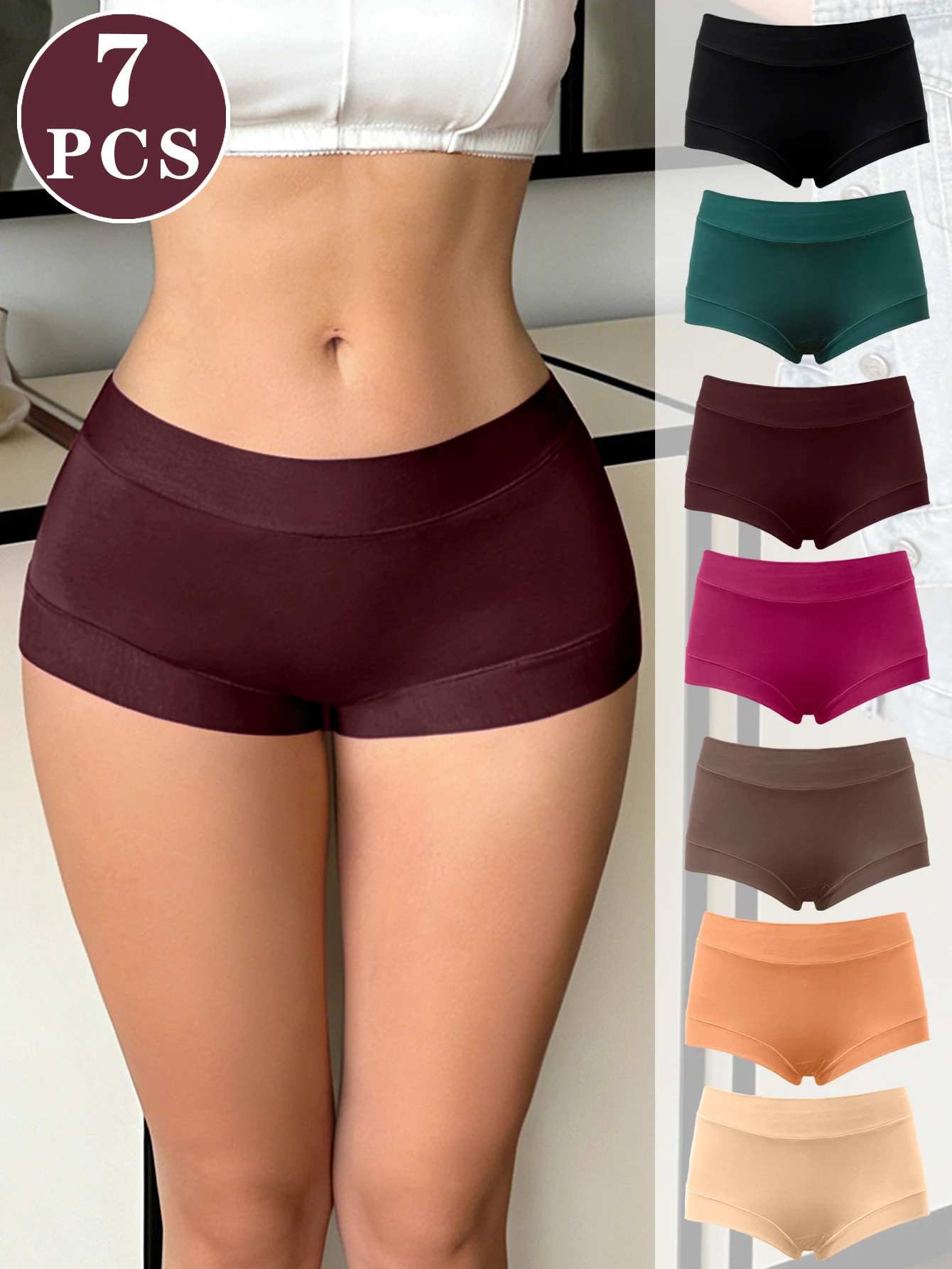 7PCS Solid Women Seamless Panties Basic High Waist Stretchy Boyshort Daily Comfort Female Underwear Set
7PCS Solid Women Seamless Panties Basic High Waist Stretchy Boyshort Daily Comfort Female Underwear Set