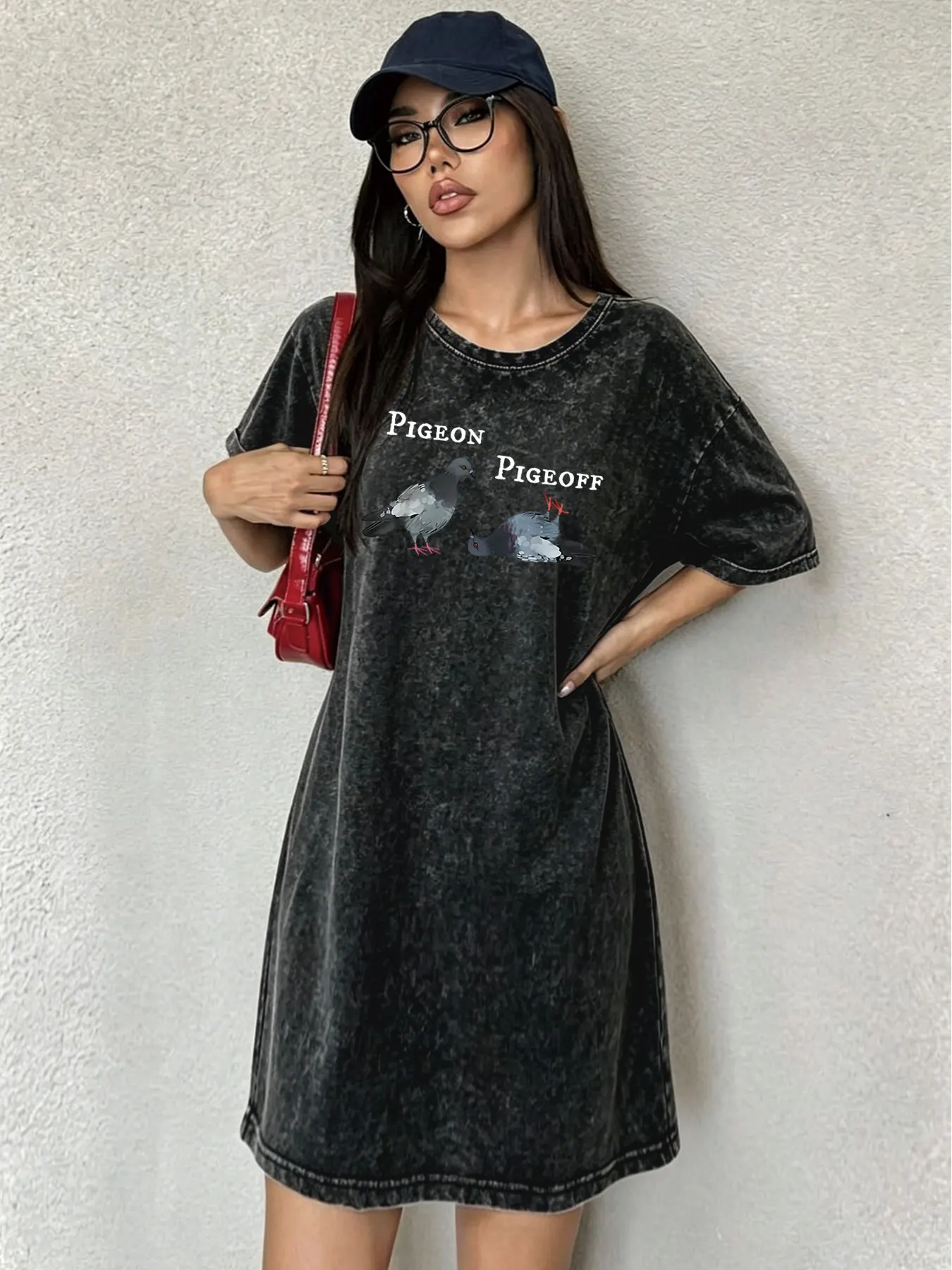 Vintage Washed Retro T-shirt Dress for Women, Fashion Versatile Street-Style Dress with Letter & Pigeon Print
Vintage Washed Retro T-shirt Dress for Women, Fashion Versatile Street-Style Dress with Letter & Pigeon Print