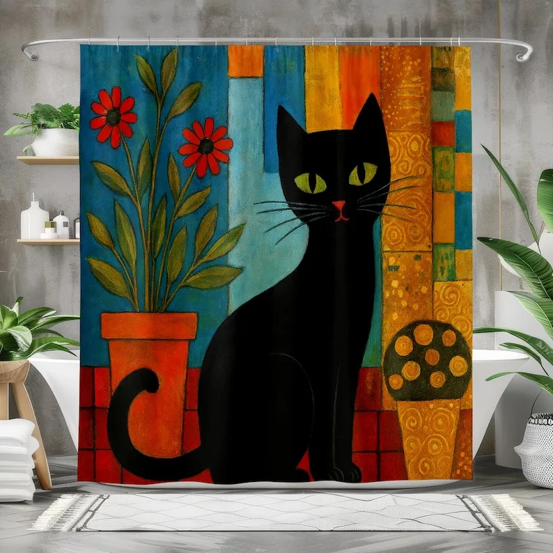 Black Cat Art Shower Curtain Style Colorful Bathroom Decor, Bold Retro Boho Vibes Artistic Cat Lover Gift Statement Wall Accent
Black Cat Art Shower Curtain Style Colorful Bathroom Decor, Bold Retro Boho Vibes Artistic Cat Lover Gift Statement Wall Accent