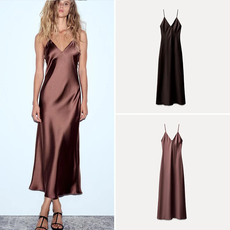 Elegant Women's Silk Satin Long Dress 2024 Autumn Season Sleeveless Belted Gown Natural Waist Street Style A-Line Skirt
Elegant Women's Silk Satin Long Dress 2024 Autumn Season Sleeveless Belted Gown Natural Waist Street Style A-Line Skirt