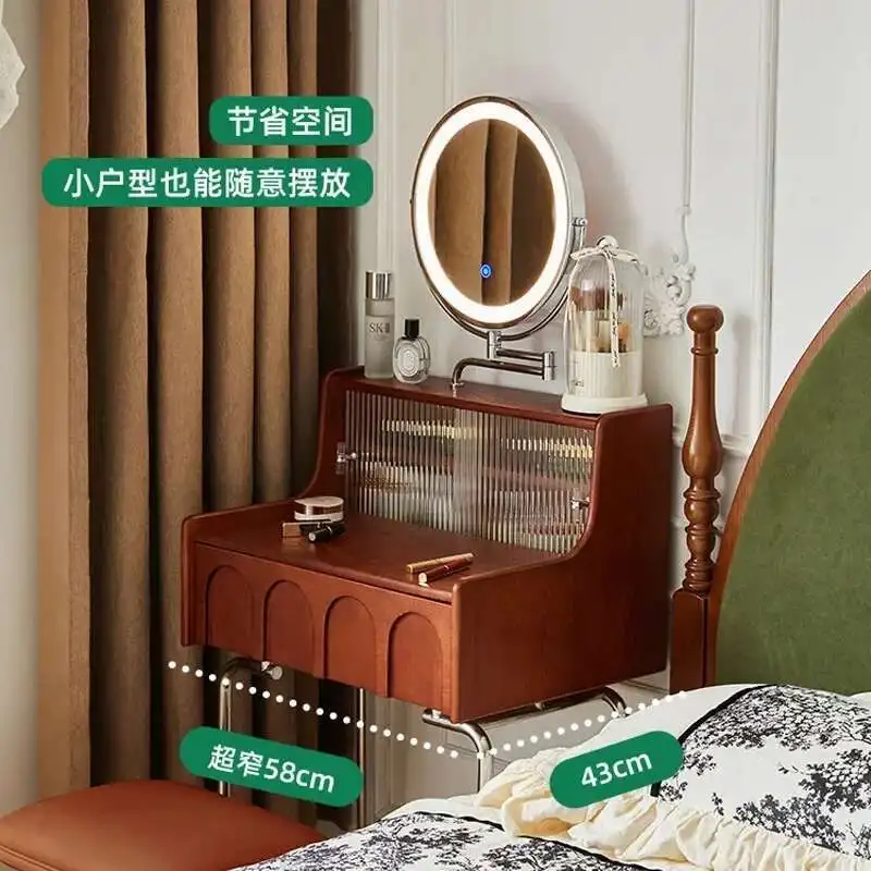 Nordic Vintage Solid Wood Small Vanity Table Bedroom Makeup Mirror Dressing Table Organizer Mesa De Maquillaje Trendy Furniture
Nordic Vintage Solid Wood Small Vanity Table Bedroom Makeup Mirror Dressing Table Organizer Mesa De Maquillaje Trendy Furniture