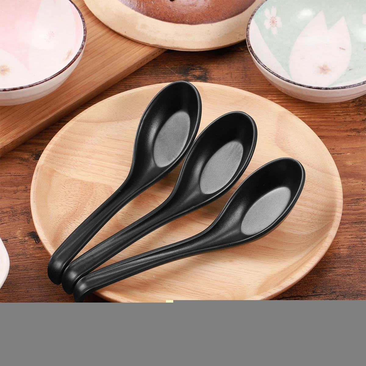 Melamine Soup Spoon Reusable Black Japanese Plastic Ideal Catering Food Picnics Buffets Family Everyday Environmental
Melamine Soup Spoon Reusable Black Japanese Plastic Ideal Catering Food Picnics Buffets Family Everyday Environmental
