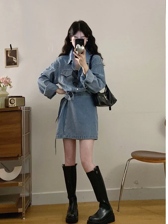 plus Size Retro Hong Kong Sle Waed Denim Dr Women's Autumn Summer New Waist Cinching Belted A-Line ort Skirt
plus Size Retro Hong Kong Sle Waed Denim Dr Women's Autumn Summer New Waist Cinching Belted A-Line ort Skirt