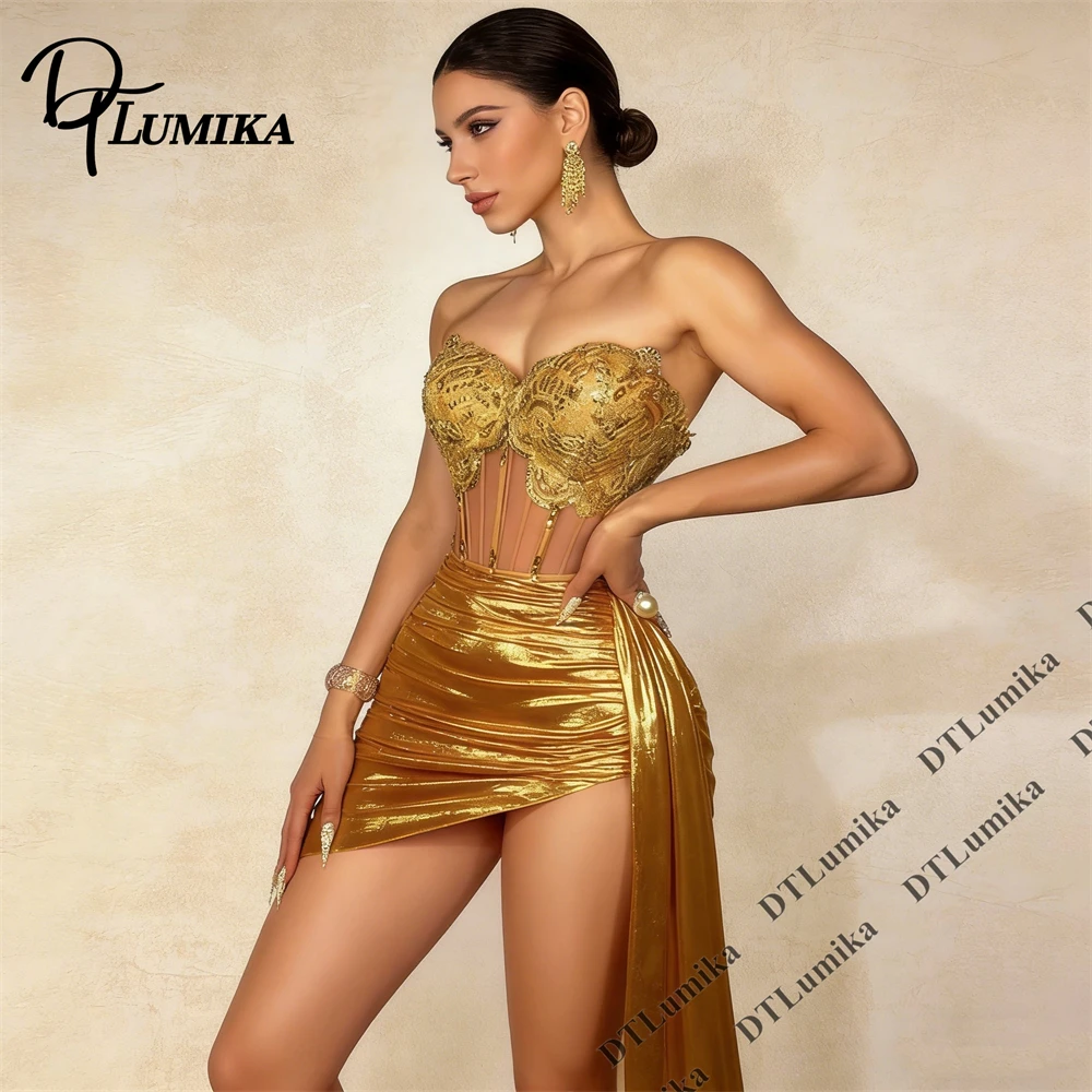 DTLumika Women's Gold Strapless Party Dress Embroidered Bodycon Mini Evening Gown with Train S-XL Cocktail Birthday Gowns
DTLumika Women's Gold Strapless Party Dress Embroidered Bodycon Mini Evening Gown with Train S-XL Cocktail Birthday Gowns