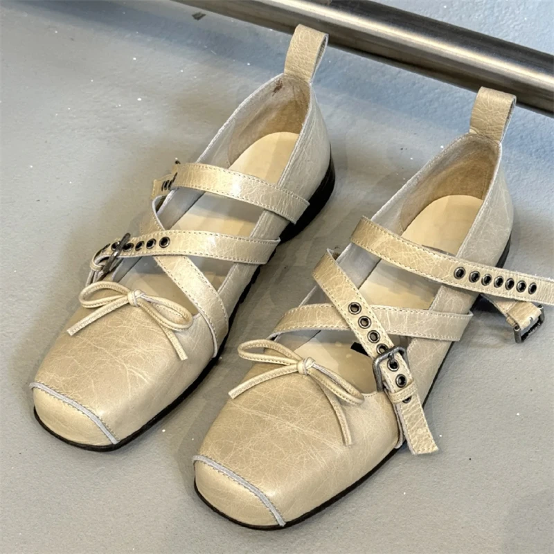 Aneikeh Vintage Distressed Leather Cross Strap Mary Jane Shoes Women Flat Ballet Shoes Square Toe Bowknot Gothic Casual Shoes
Aneikeh Vintage Distressed Leather Cross Strap Mary Jane Shoes Women Flat Ballet Shoes Square Toe Bowknot Gothic Casual Shoes