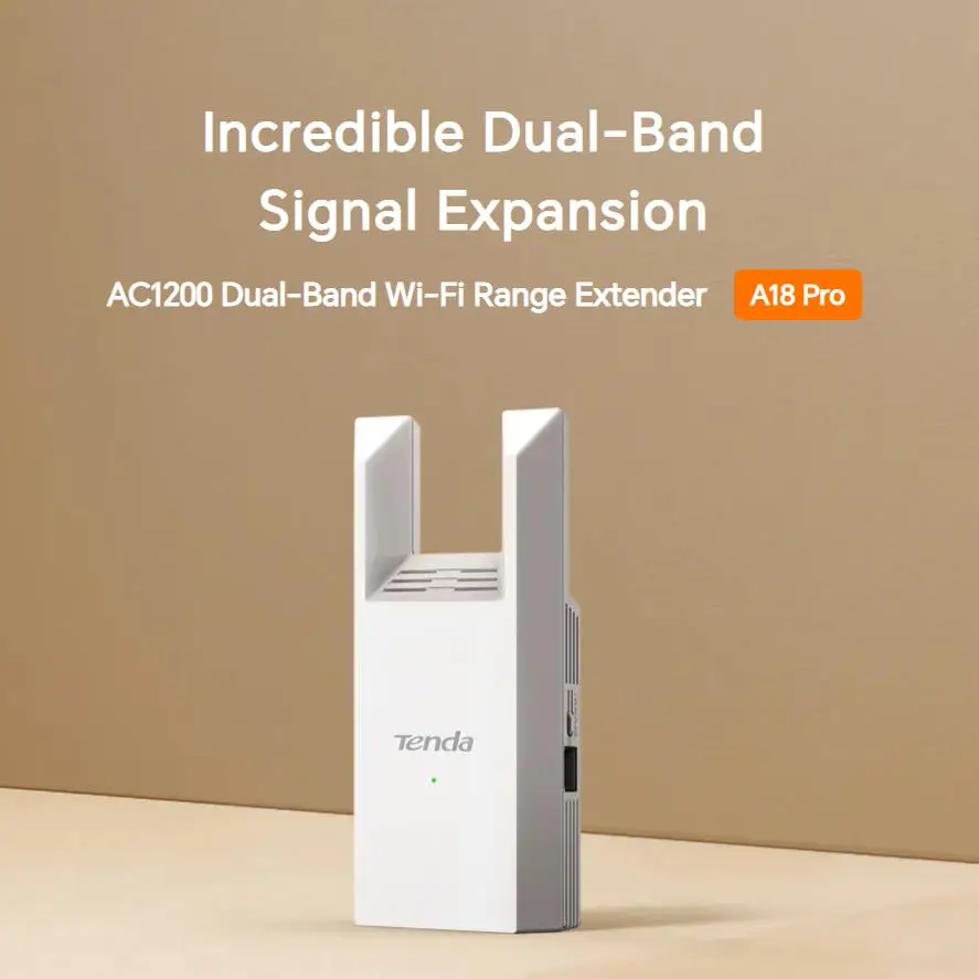 Tenda A18 Por WiFi5 Extender Booster Range 2.4Ghz/ 5GHz Dual Band Wi-Fi Signal with Gigabit Ethernet Port AP Mode WPS Easy Setup
Tenda A18 Por WiFi5 Extender Booster Range 2.4Ghz/ 5GHz Dual Band Wi-Fi Signal with Gigabit Ethernet Port AP Mode WPS Easy Setup
