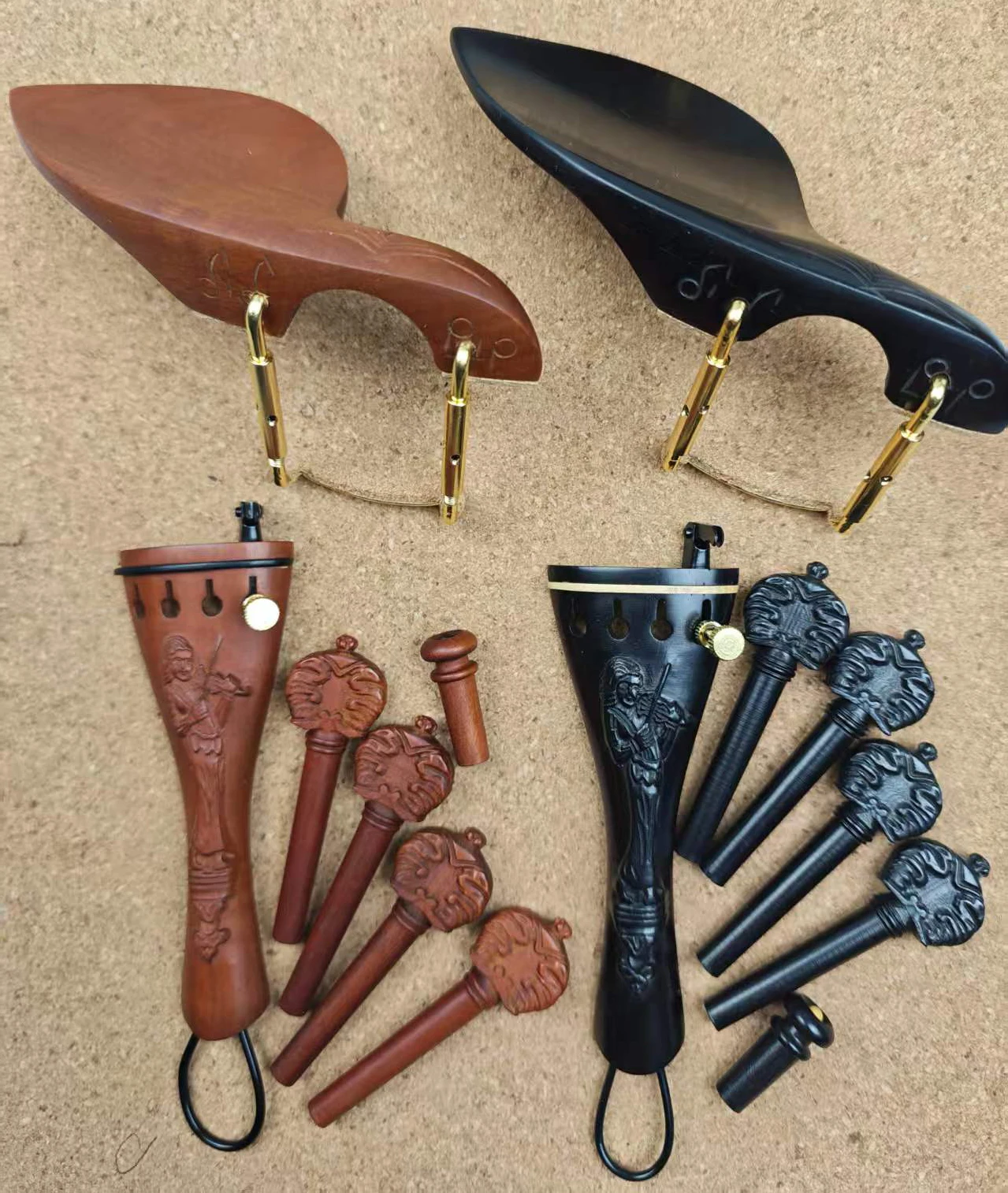 Ebony wood Violin Fittings Set Fiddle Accessories Carved violin player Tailpiece Pegs Chinrest with Clamp Bracket Finetuner Gut
Ebony wood Violin Fittings Set Fiddle Accessories Carved violin player Tailpiece Pegs Chinrest with Clamp Bracket Finetuner Gut