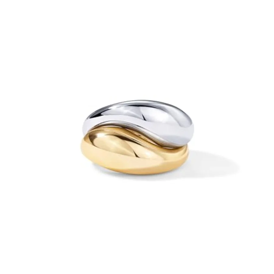 14K Gold Plated Mixed Metal Chunky Two Tone Wavy Dome Rings Pack for Women Statement Ring Set
14K Gold Plated Mixed Metal Chunky Two Tone Wavy Dome Rings Pack for Women Statement Ring Set