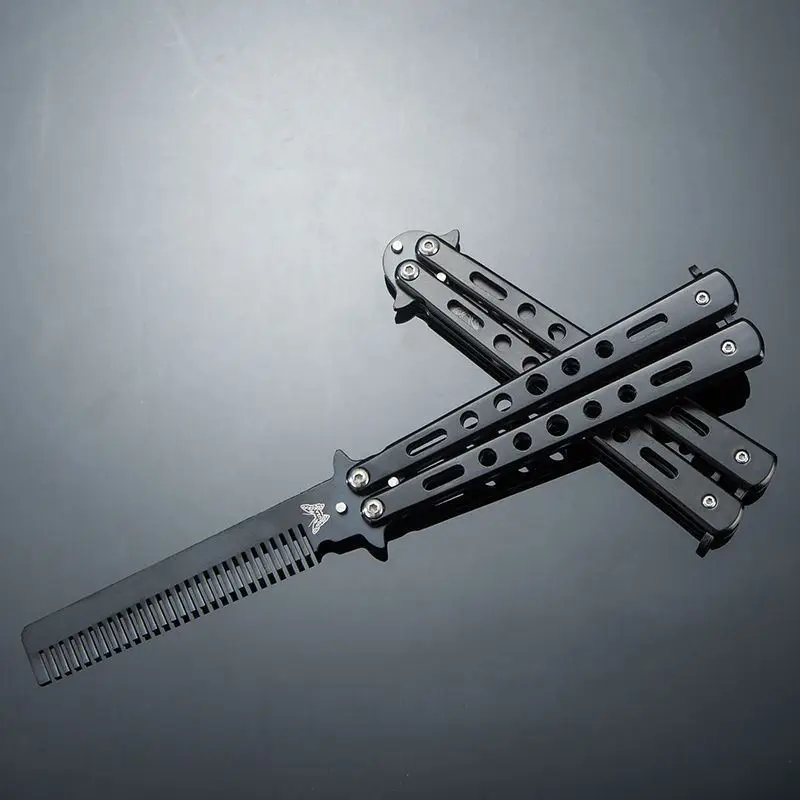 Foldable Stainless Steel Practice Butterfly Knife Comb Salon Hair Tool for Beard/Moustache Styling
Foldable Stainless Steel Practice Butterfly Knife Comb Salon Hair Tool for Beard/Moustache Styling