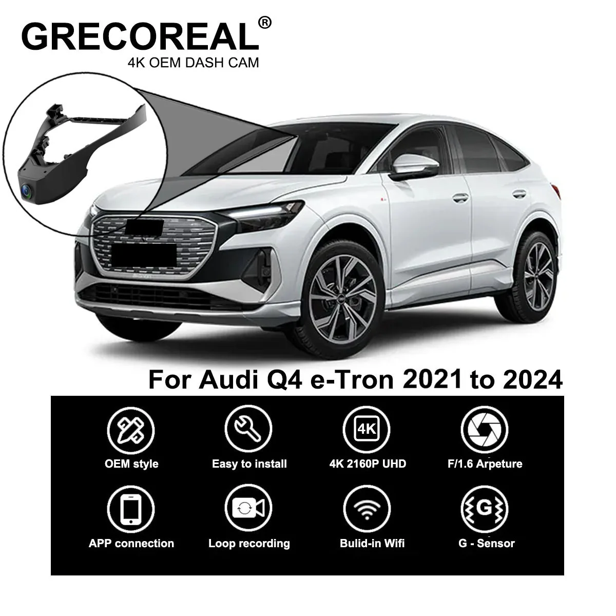 GRECOREAL 4K Dash Cam Front and Rear WiFi Dual Camera Dashcam APP Control Easy Install Plug Play Compatible with Audi Q4 e-tron
GRECOREAL 4K Dash Cam Front and Rear WiFi Dual Camera Dashcam APP Control Easy Install Plug Play Compatible with Audi Q4 e-tron