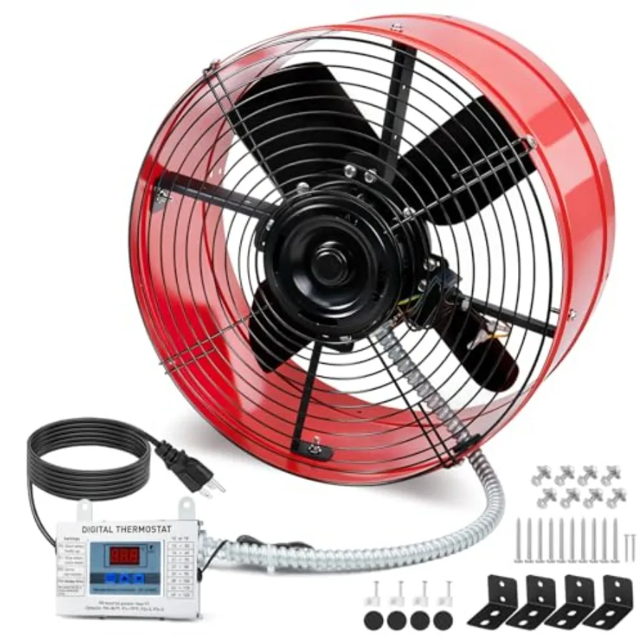 Gable attic fan for residential use, aluminum housing, white color, 1650CFM quiet exhaust with built-in thermostat and start ca
Gable attic fan for residential use, aluminum housing, white color, 1650CFM quiet exhaust with built-in thermostat and start ca