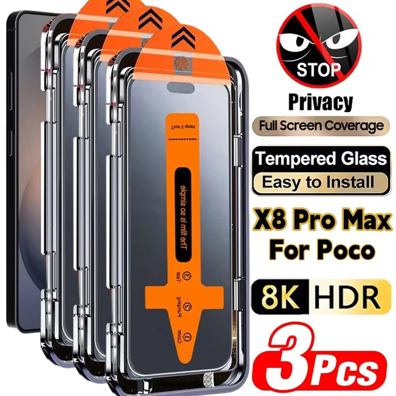 3Pcs Anti-spy Screen Tempered Glass Protective Film For Xiaomi Poco X8 Pro Max X8 Pro Oleophobic Coating Protector Accessaries
3Pcs Anti-spy Screen Tempered Glass Protective Film For Xiaomi Poco X8 Pro Max X8 Pro Oleophobic Coating Protector Accessaries
